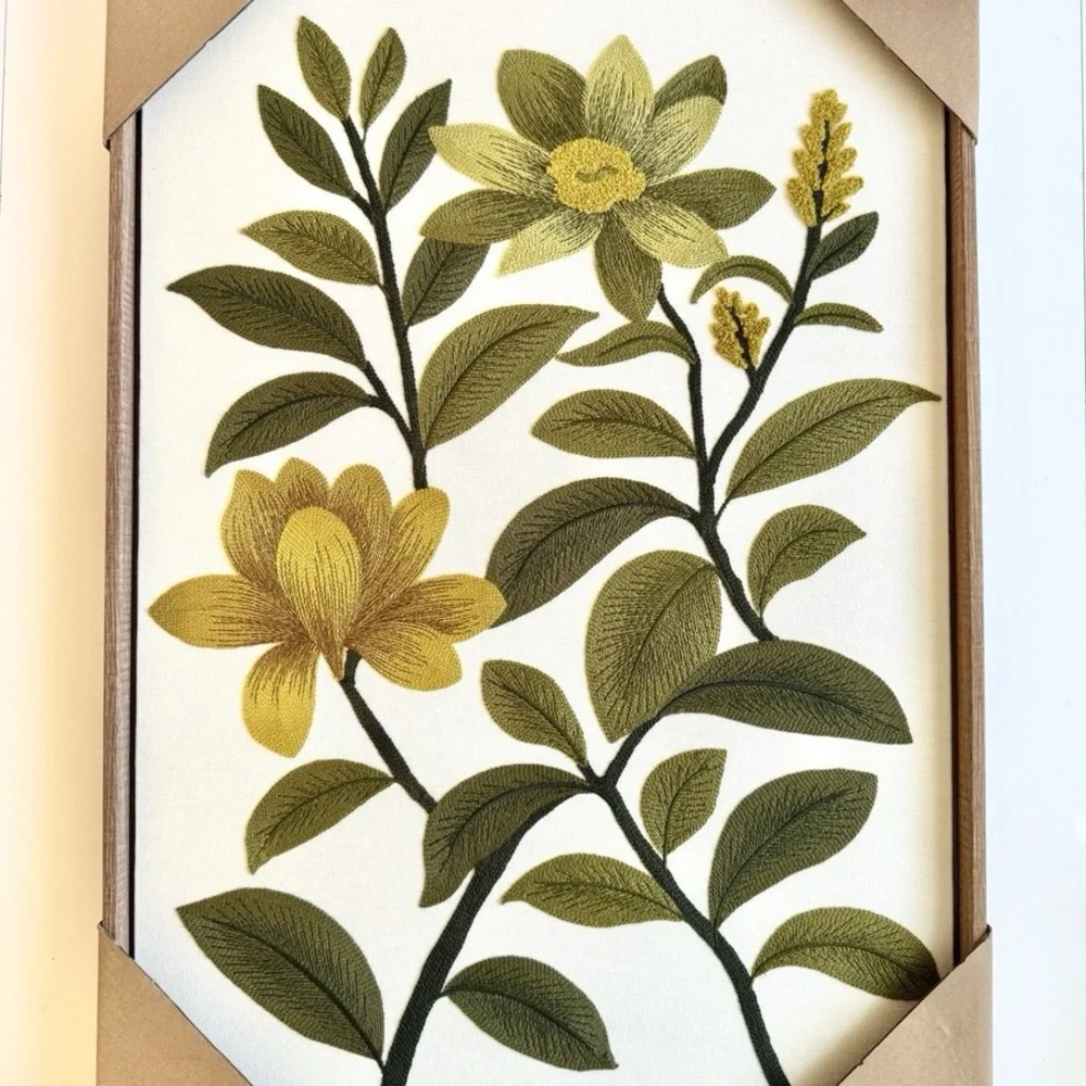 BP Home Botanical Greenish Yellow Floral Wall Art Print